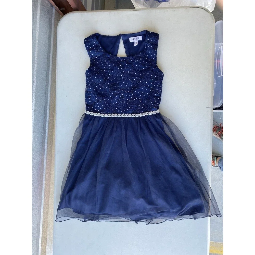 girls formal dress size 8 Speechless | Dresses | Speechless Kids Navy Blue Lace Sparkle Tulle Party 15½   32/33